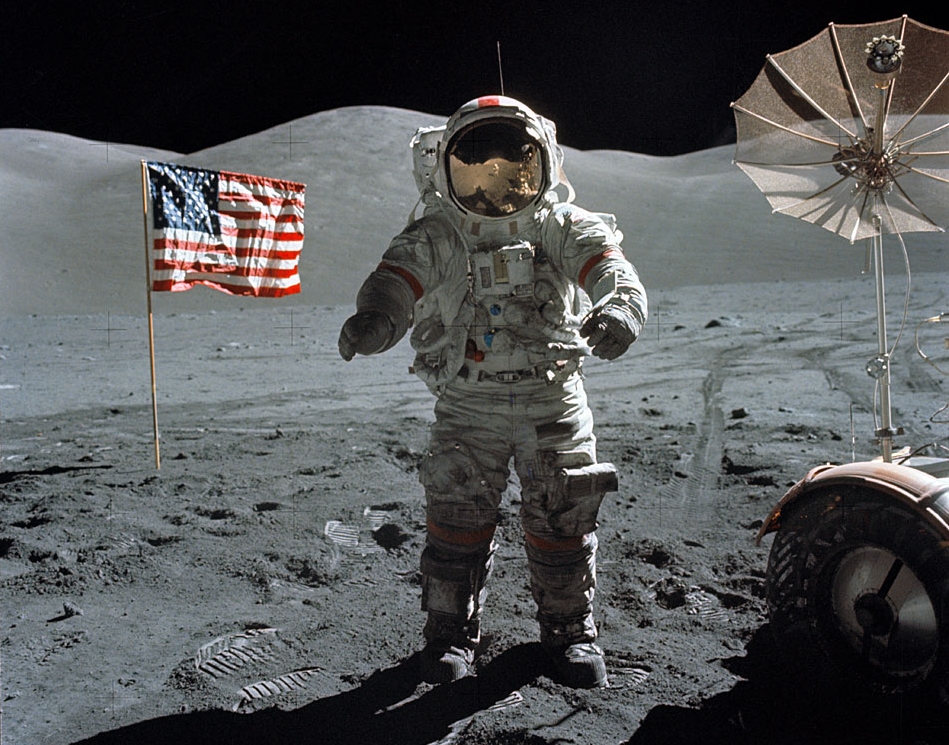 Neil Armstrong on the moon,